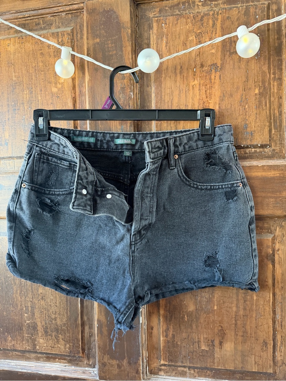 wild fable Black Distressed High-Rise Jean Shorts